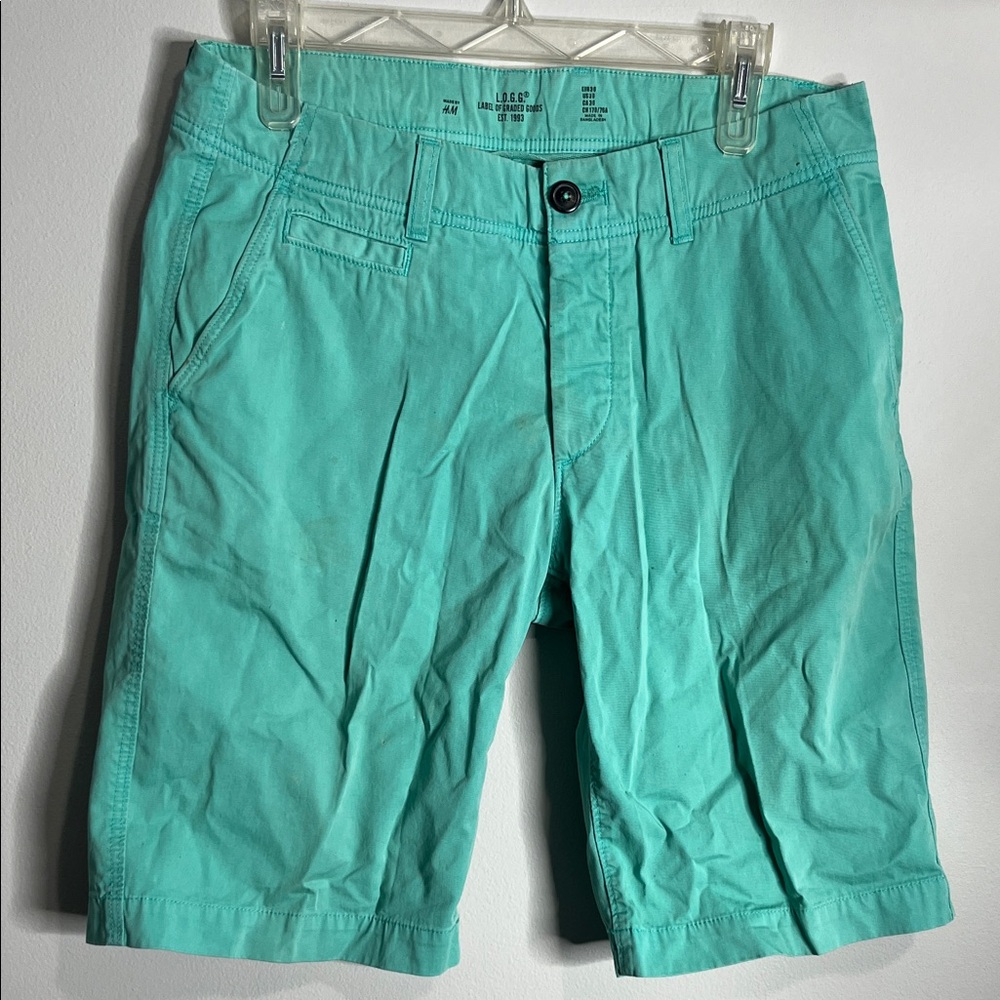 H&M Men's Aqua Flat Front Shorts